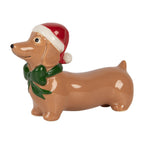 Kerstdecoratie Beeld Hond 15x5x11 cm Bruin Porselein
