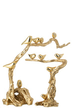 J-Line decoratie Vogel Op Tak - polyresin - goud - L