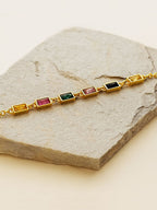 Vergulde wikkelarmband met studs – mode-sieraden – legering, kunststenen – 21,5 cm lengte