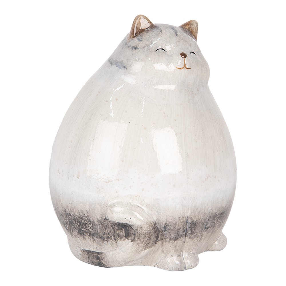 Decoratie Beeld Kat 14x13x18 cm Grijs Keramiek