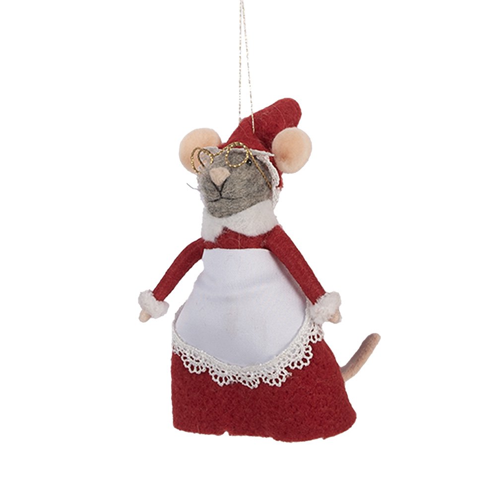 Decoratie Beeld Muis 8x6x14 cm Rood Vilt