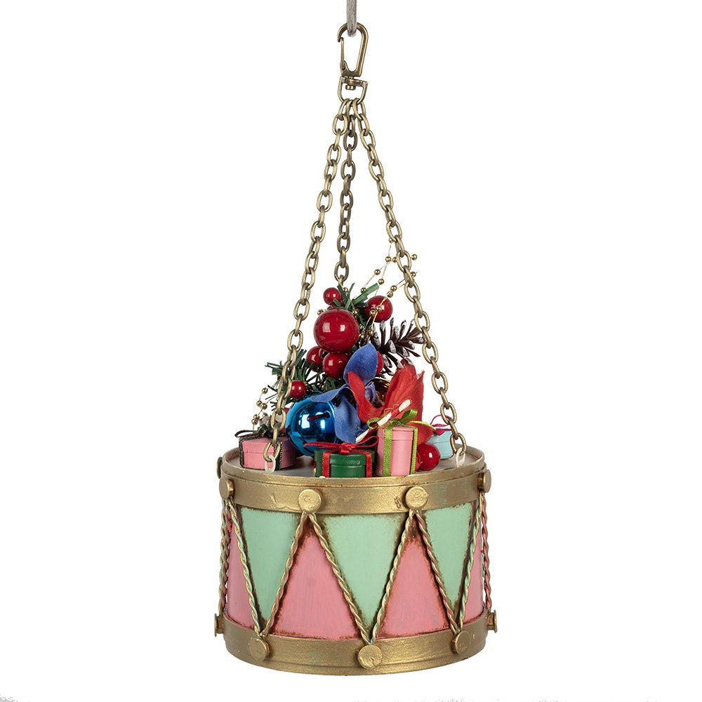 Decoratie Beeld Trommel Ø 12x16/27 cm Roze Metaal