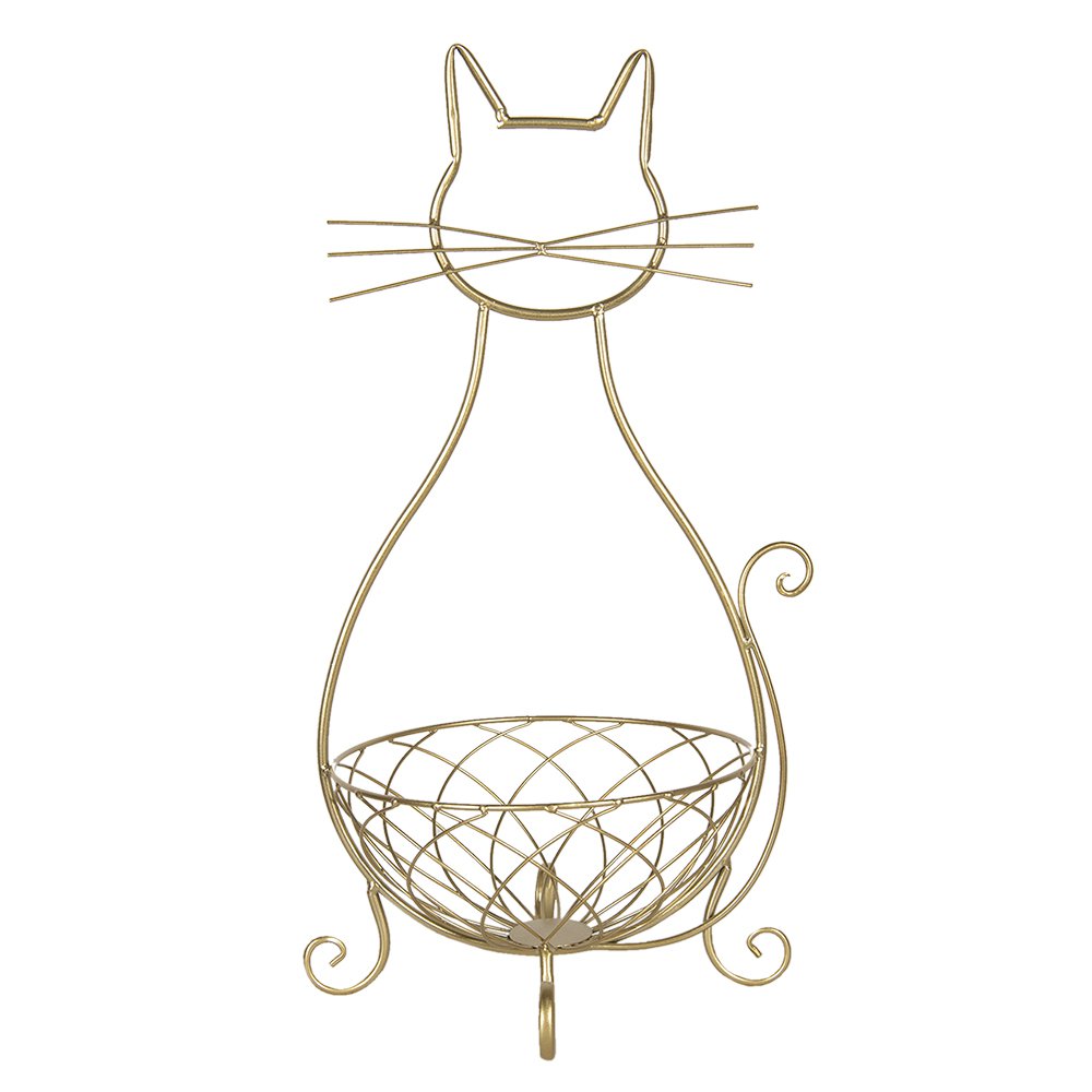 Decoratie schaal Kat 31x25x55 cm Goudkleurig IJzer Fruitschaal