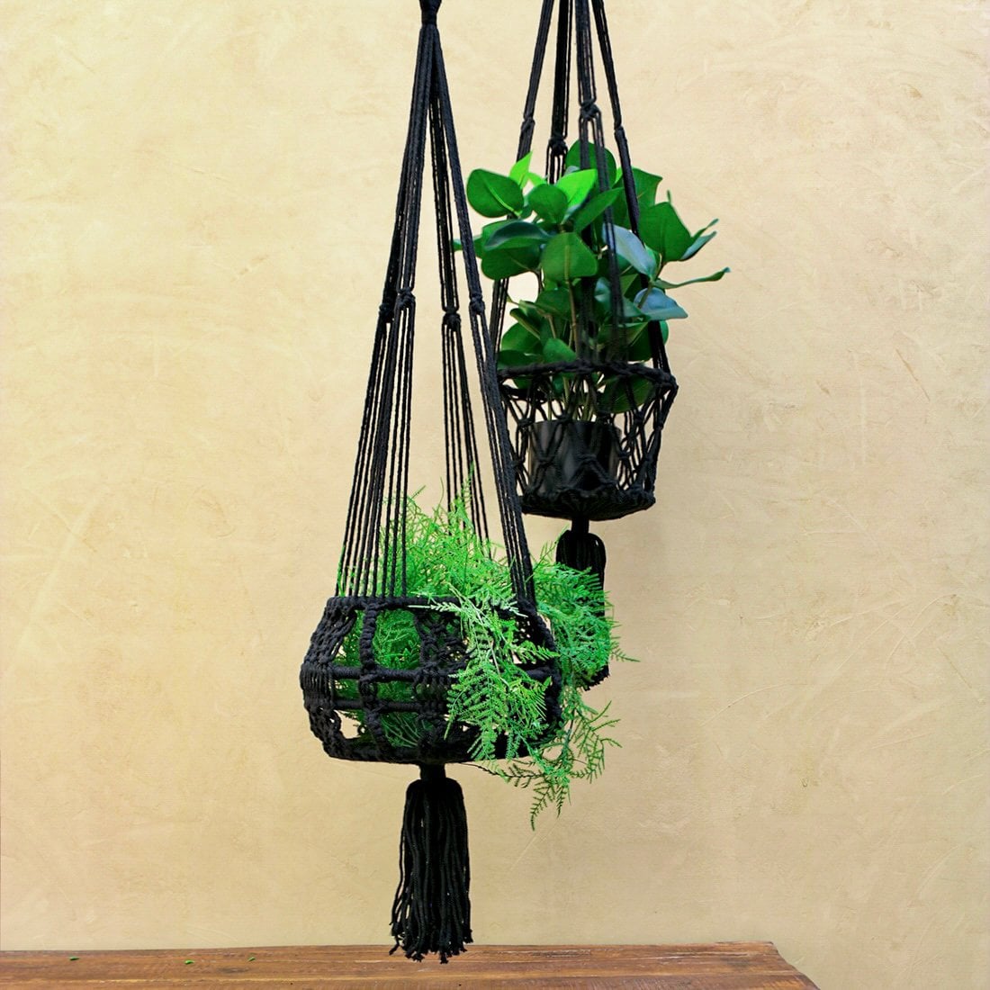 Macrame plant hanger extra large black