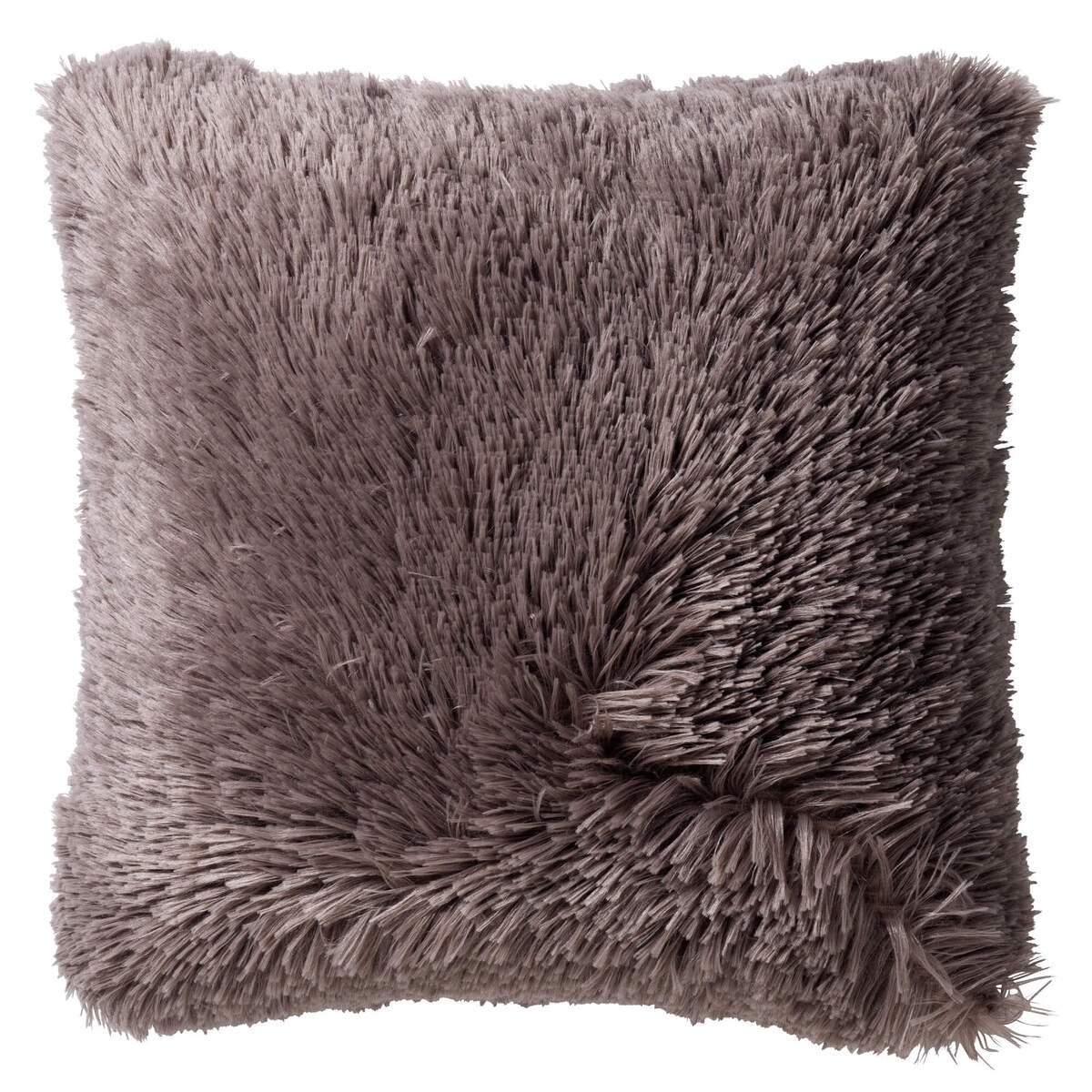 Nederlands Decor Fluffy - Decoratief kussen 60x60 cm - Super Soft - XL Cushion - Driftwood - Taupe