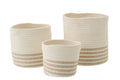 J-Line mand Gestreept - polyester - wit/beige - set van 3