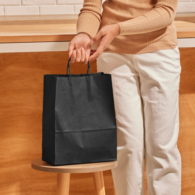Papieren tas (m) - Zwart - 250 stuks