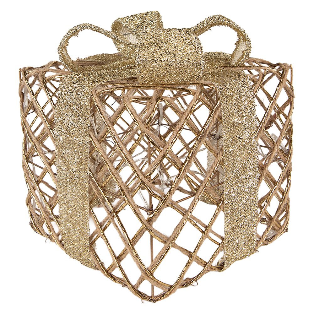 Kerstdecoratie met LED-verlichting Cadeau 25 / 20 / 15 cm Goudkleurig Metaal