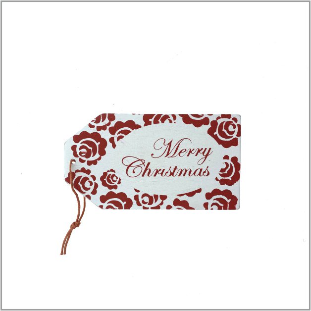Kerstkaartjes hout - Merry Christmas - 5cm x 11cm - 1- st