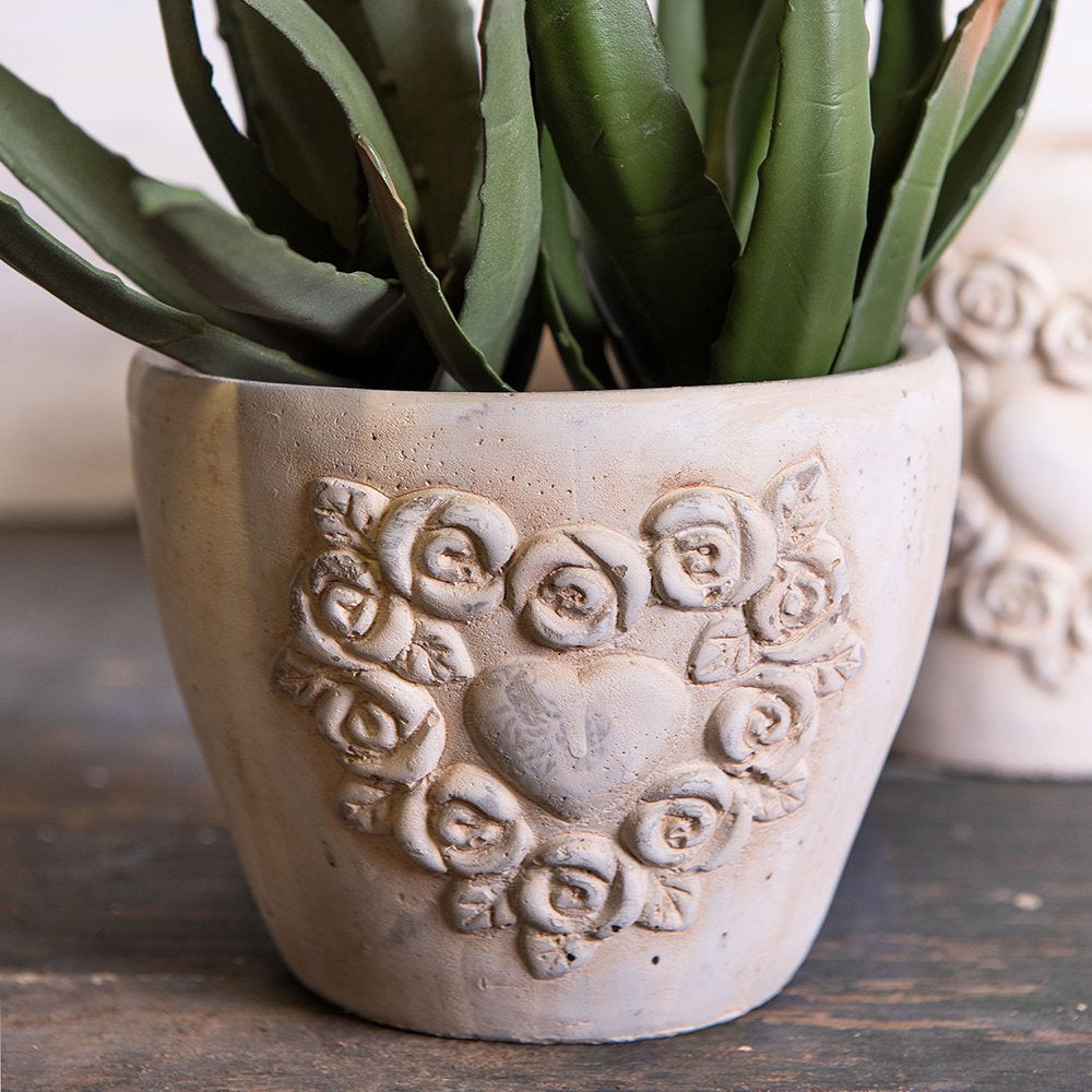 Bloempot 17x17x15 cm Wit Terracotta Rozen Bloempot Binnen