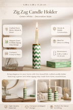 Zig Zag Kaarshouder - Groen Wit - Decoratieve stijl