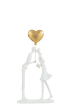 J-Line Koppel Kus Hart Ballon Resine Wit/Goud