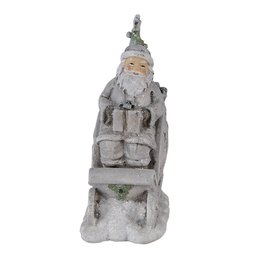 Beeld Kerstman 10x6x13 cm Grijs Kunststof Kerstdecoratie
