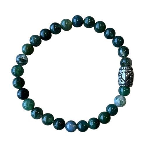 Dames armband Mos Agaat 6 mm met basic kraal