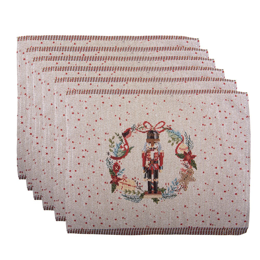 Placemats Set van 6 33x45 cm Beige Polyester