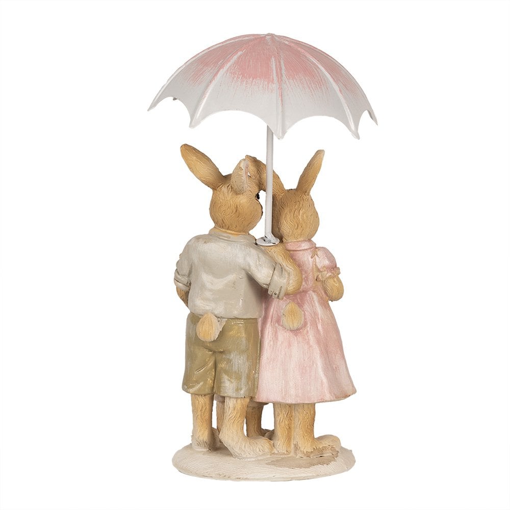 Beeld Konijn 15 cm Bruin Roze Polyresin Paasdecoratie