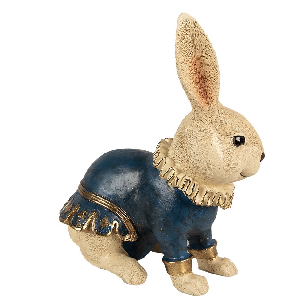 Beeld Konijn 29 cm Beige Blauw Polyresin