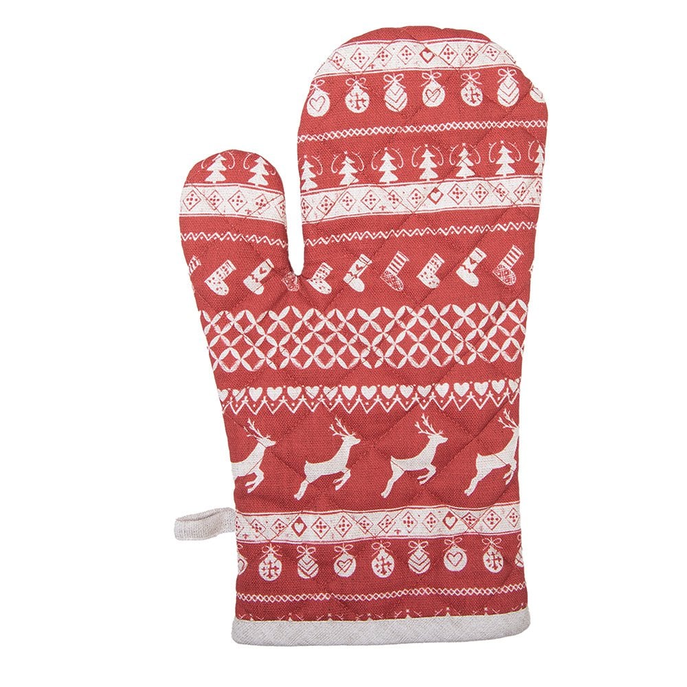 Ovenwant 16x30 cm Rood Katoen Hert