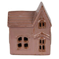 Decoratie Huis met LED 10x6x12 cm Roze Keramiek