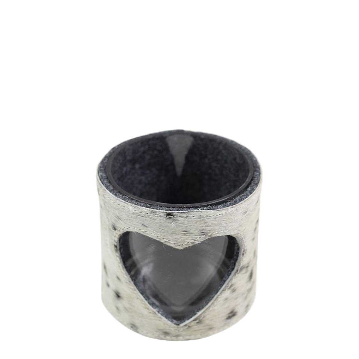 Windlicht koe hart zwart/wit 10cm