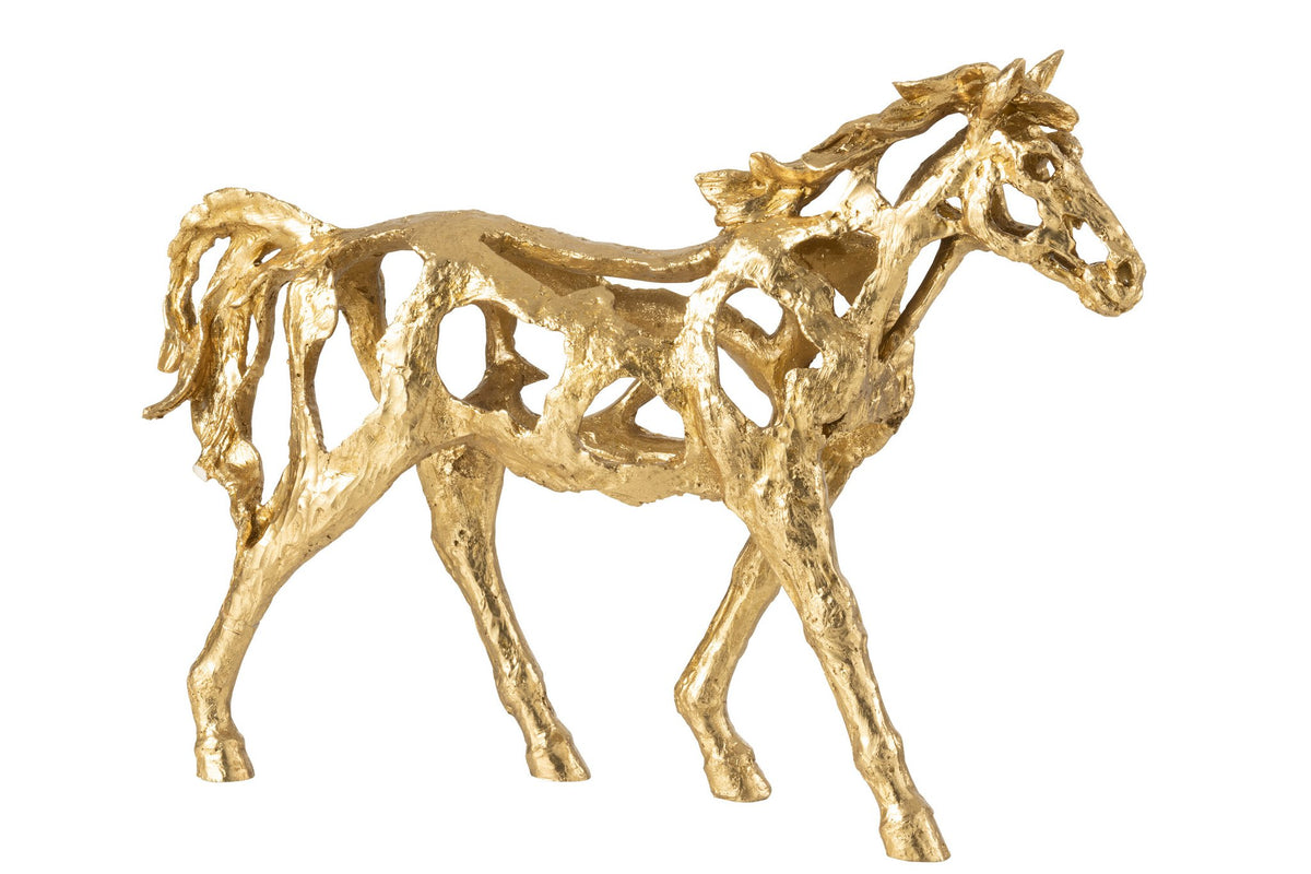 J-Line figuur Paard Rennen - polyresin - goud - L