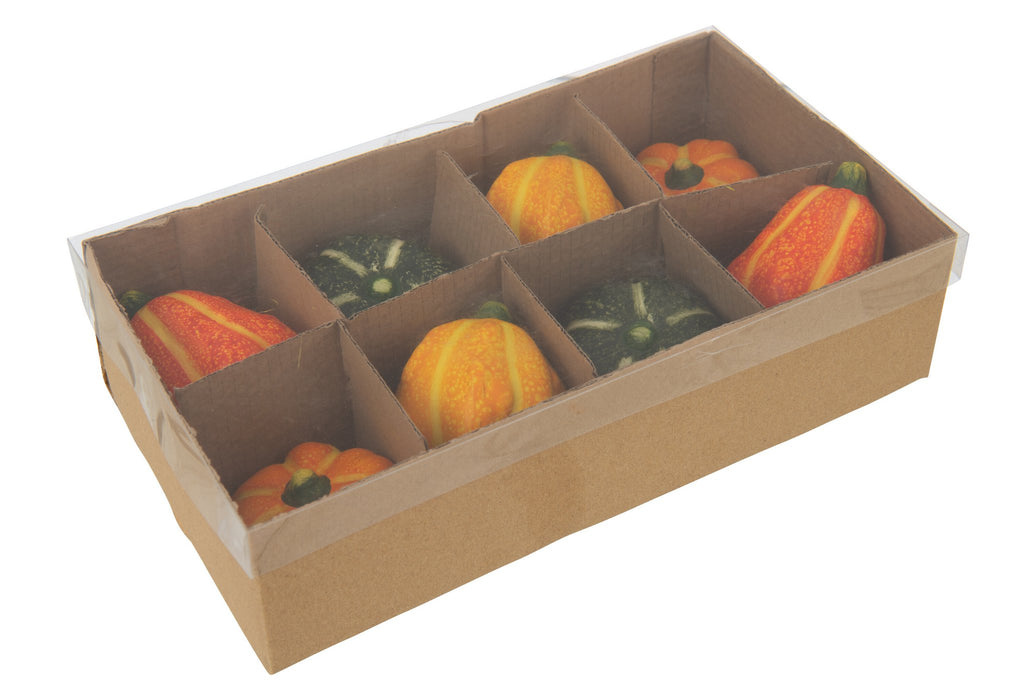 J-Line decoratie Pompoen - keramiek - mix - set van 8