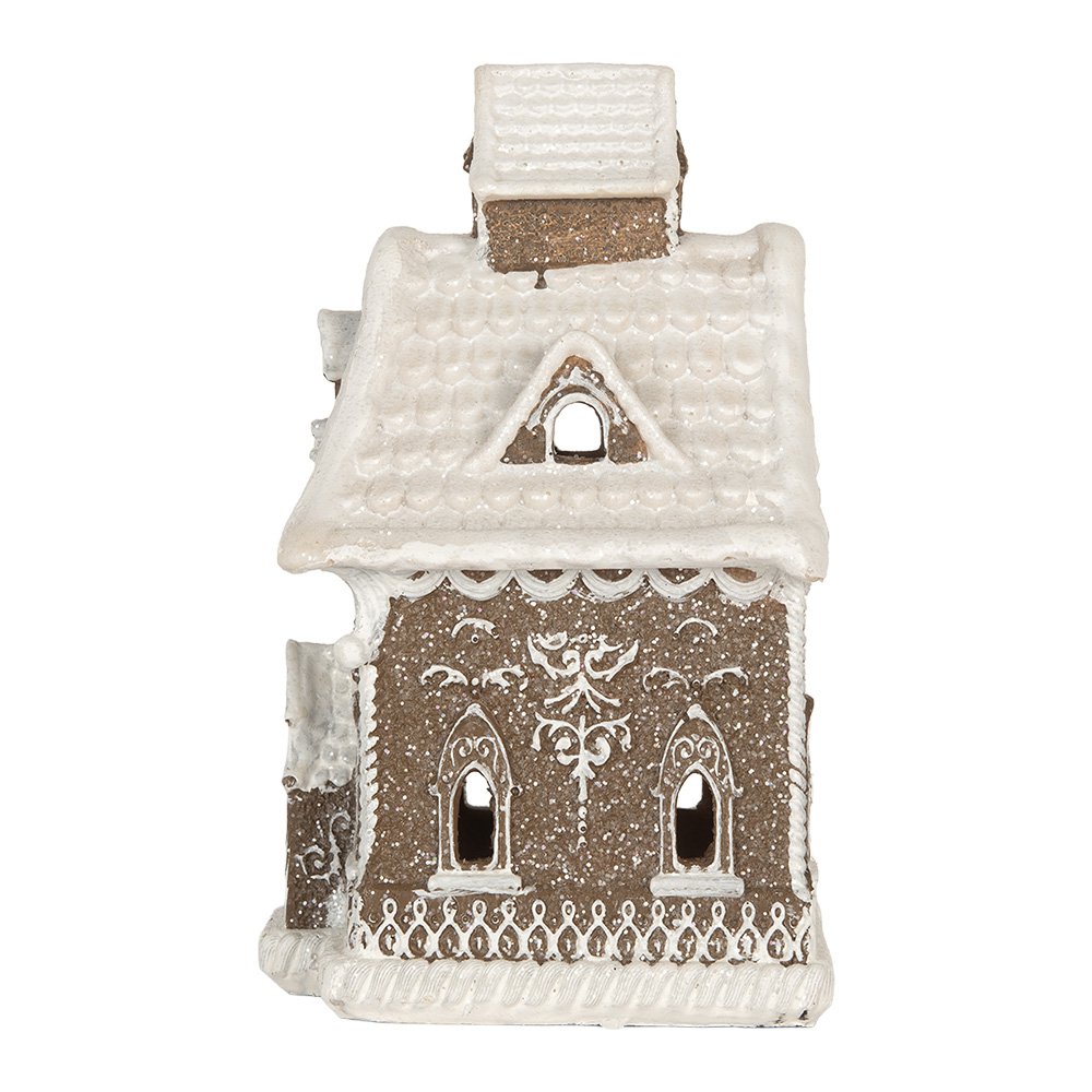 Gingerbread house met LED 13x12x20 cm Bruin Kunststof