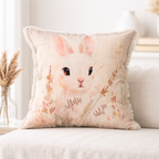 Geborduurd katoenen kussen - Alina Rabbit Design - 45 x 45 cm