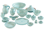 J-Line asbak Granada Stripes - keramiek - wit/aqua - large