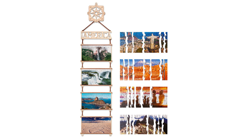 Eco Wood Art (EWA) 4 dubbelzijdige houten legpuzzels, Afrika, 1416, samen 70×17,5×1,5cm, kartonbox