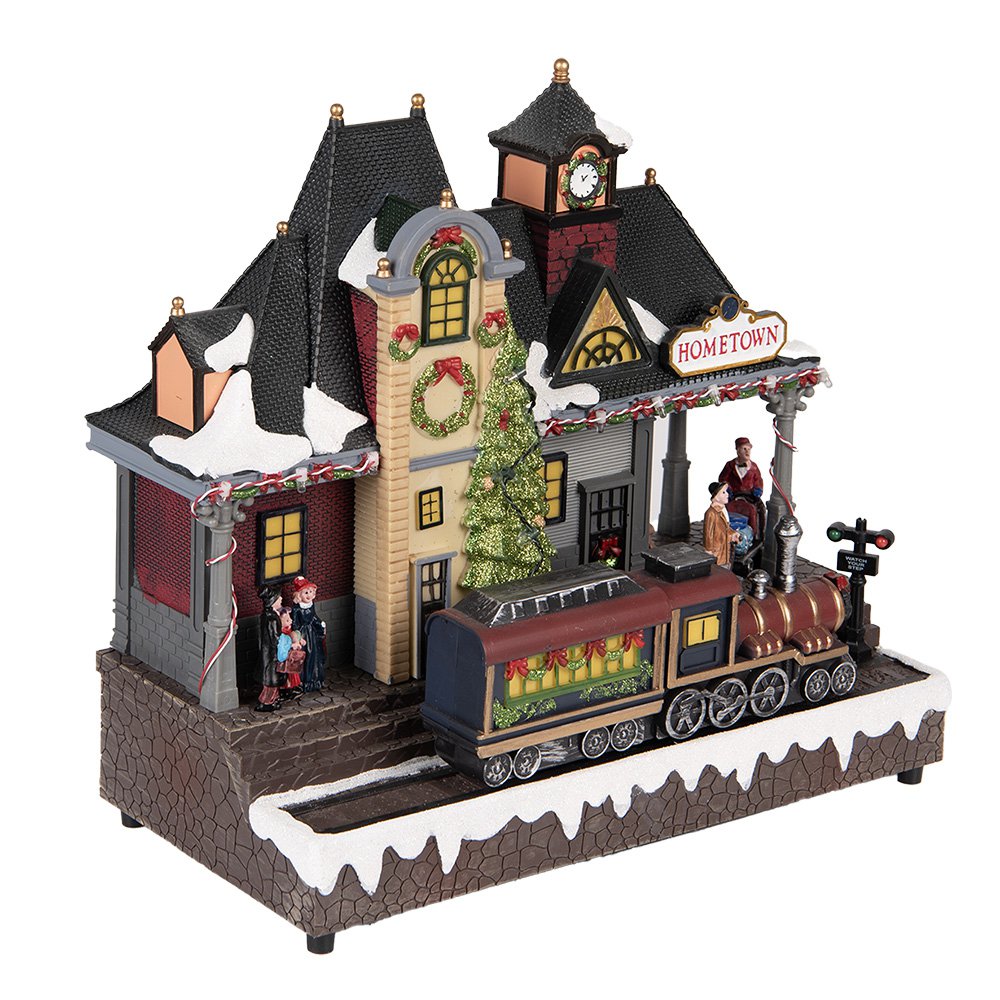 Kerstdecoratie met LED-verlichting en muziek Trein 32x16x30 cm / 3xAA Bruin Kunststof