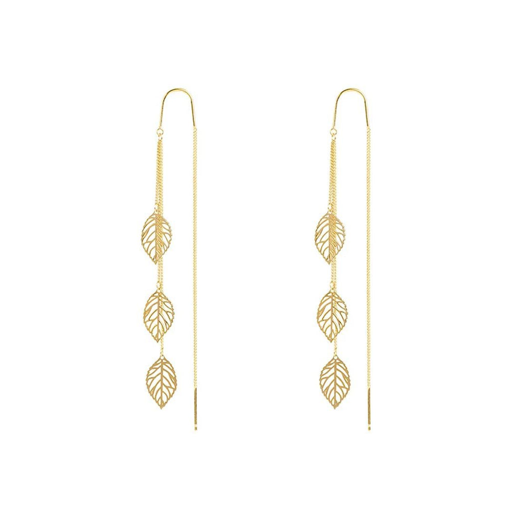 Oorbellen | Chain Leaf Dangle Tone Finish-motief | Goud