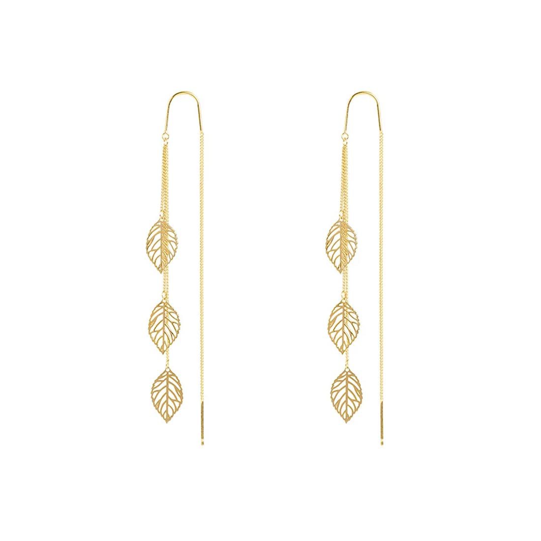 Oorbellen | Chain Leaf Dangle Tone Finish-motief | Goud