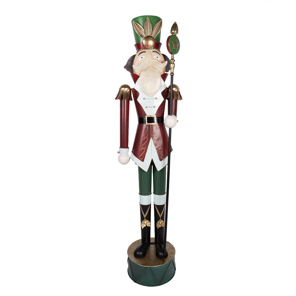 Kerstdecoratie Beeld Notenkraker 60x41x207 cm Rood Groen Metaal