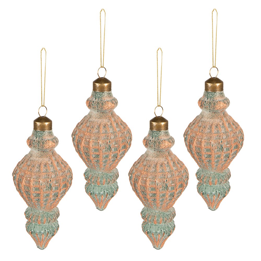 Kerstbal Set van 4 Ø 6 cm Koperkleurig Glas Kerstboomversiering