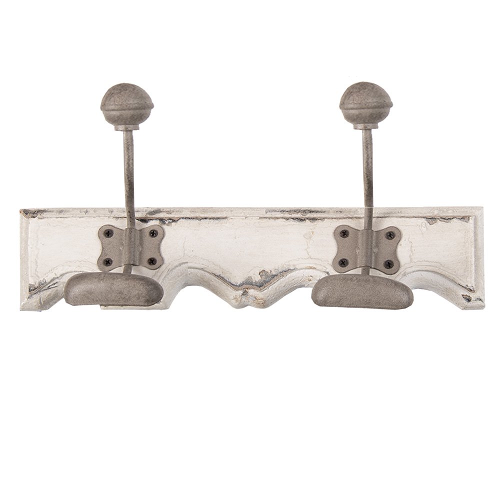 Wandkapstok 2 Haken 23x6x10 cm Wit Hout