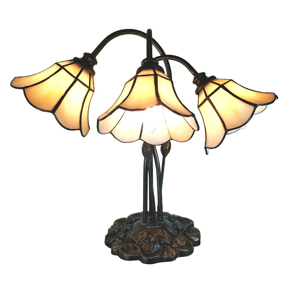 Tiffany Tafellamp 46x28x63 cm Beige Glas Tulpen Tiffany Bureaulamp