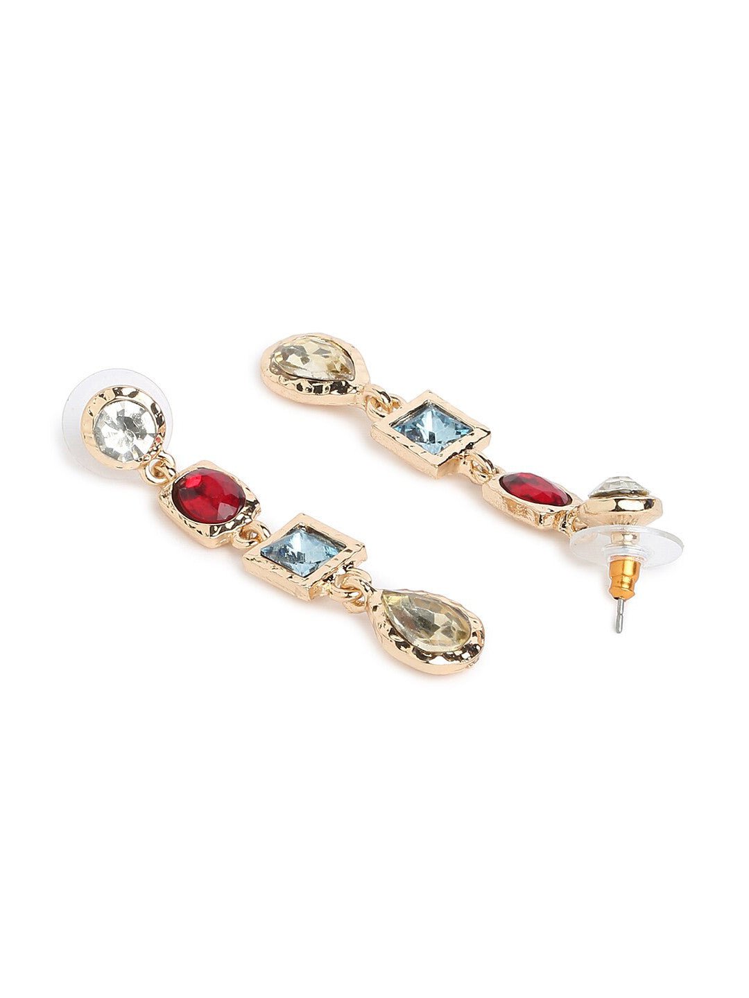 Druppel oorbellen – mode-sieraden – goudkleurig, kristallen accenten, post-back – 2 cm
