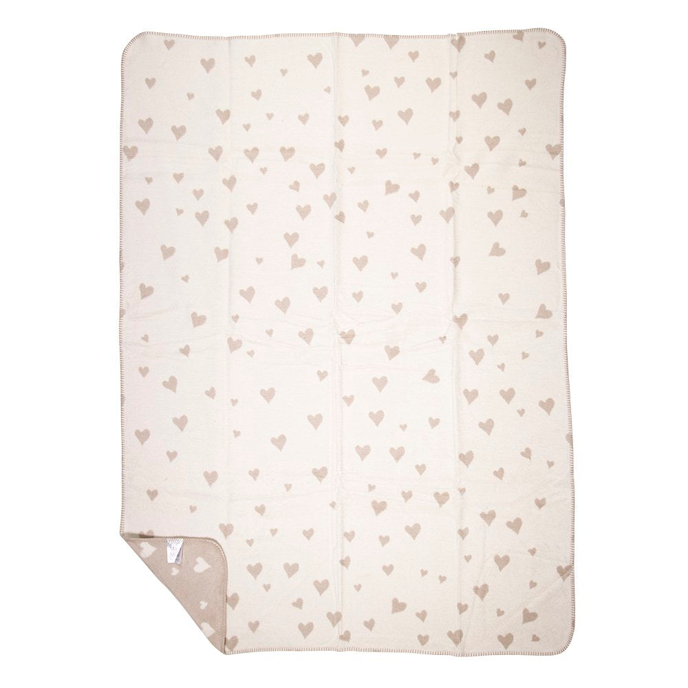 Plaid hartjes all over beige 130x180cm
