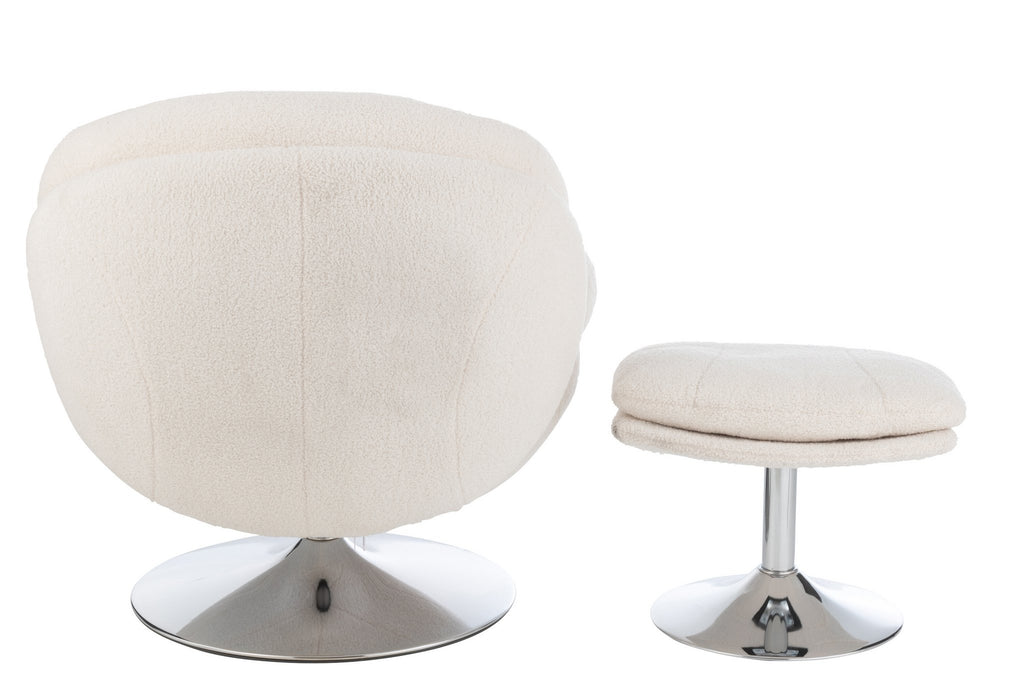 J-Line zetel Relax + Voetbank - metaal/multiplex - creme/zilver