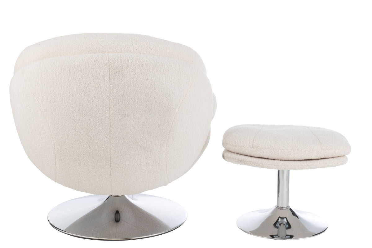 J-Line zetel Relax + Voetbank - metaal/multiplex - creme/zilver