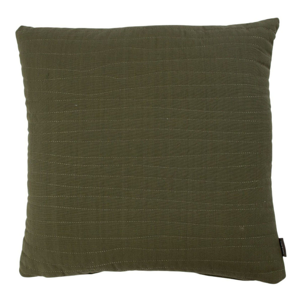 Ongelijk stiksel legergroen kussen 45 x 45 cm