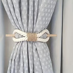 Gordijnhouders – Tie-Top Design – Massief hout, gebroken wit – Paar (2 stuks)