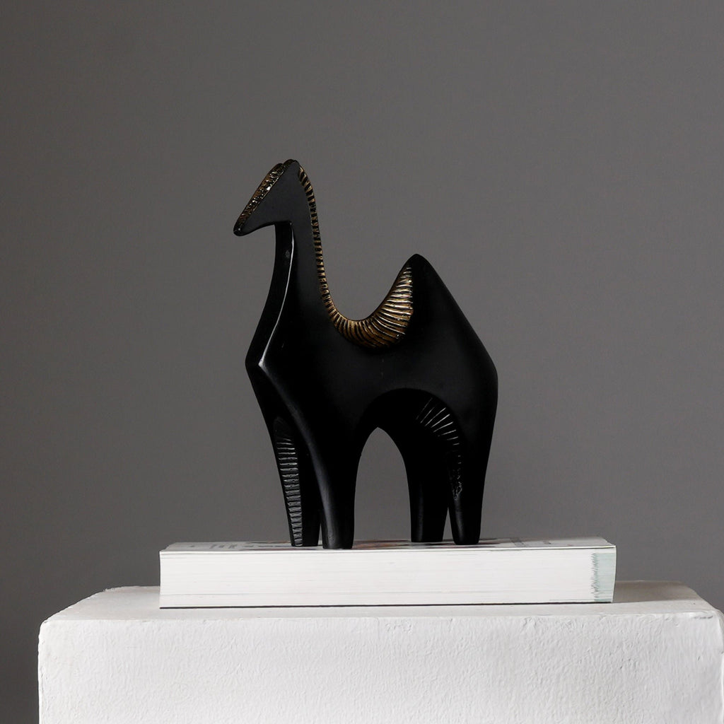 Modern zwart paardsculptuur – abstract decoratief beeldje voor