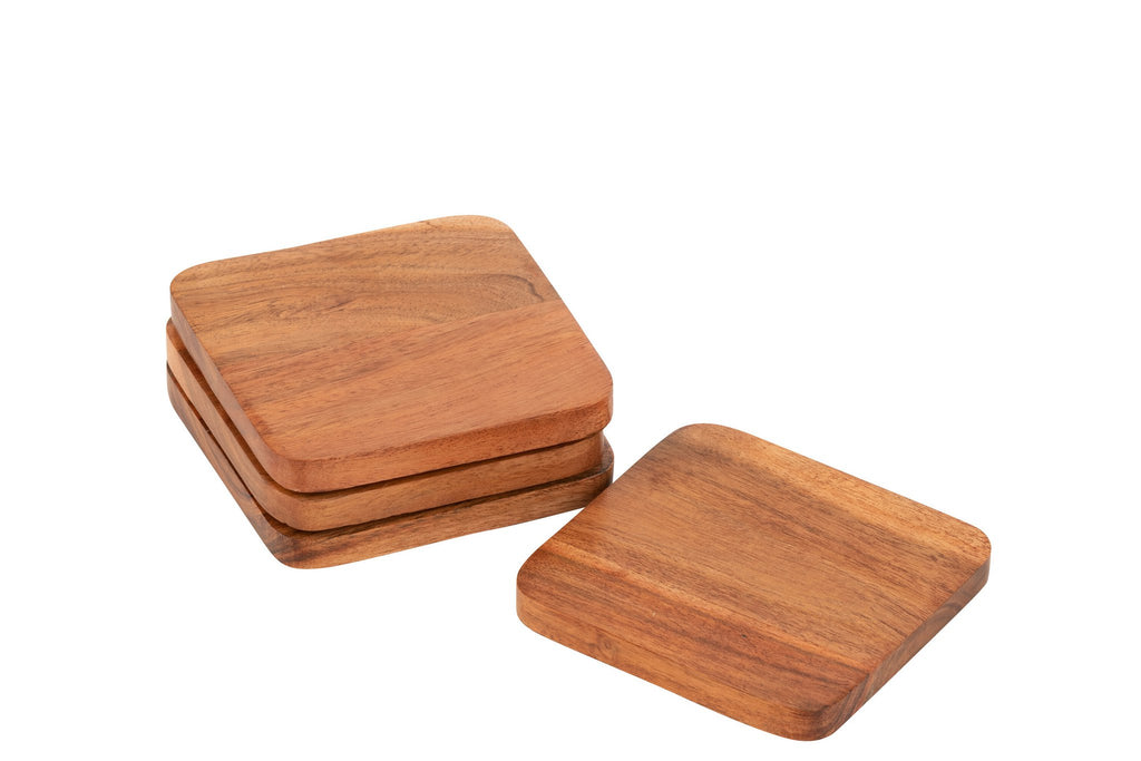 J-Line onderzetter Vierkant Acacia - hout - naturel