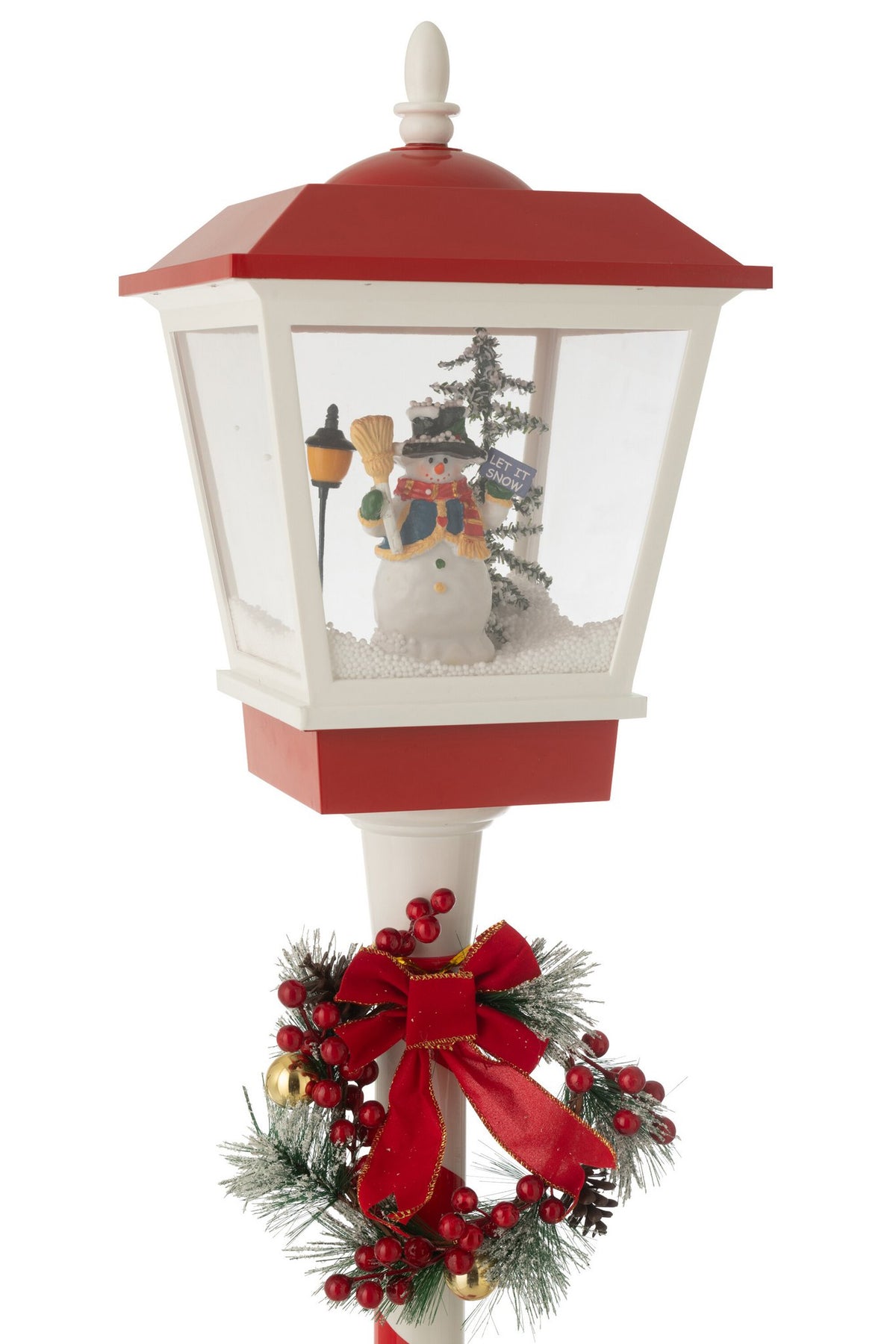 J-Line decoratie Straatlamp Sneeuw - kunstsof - rood/groen - LED