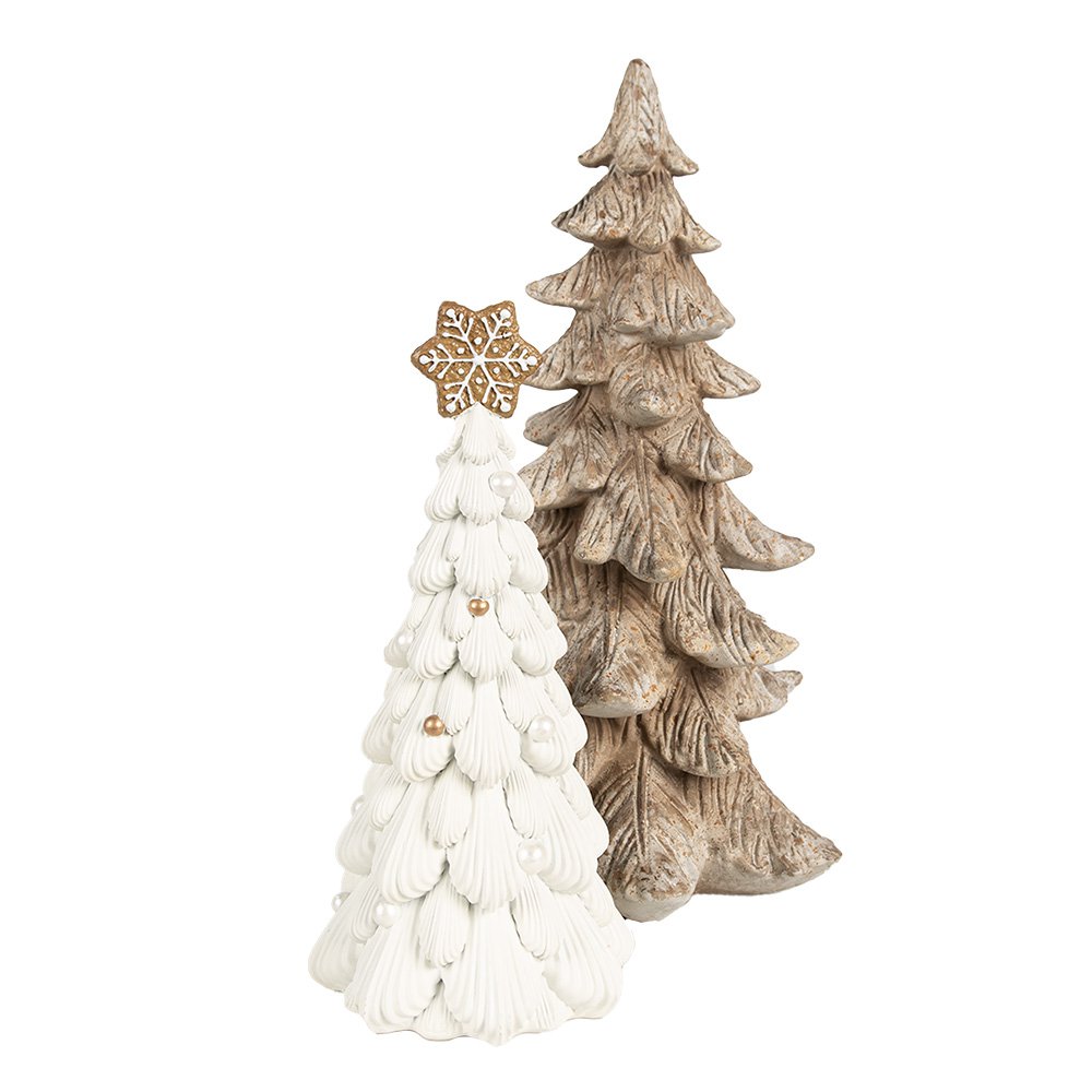 Kerstdecoratie Kerstboom Ø 13x26 cm Wit Polyresin