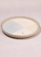 Handgemaakt keramisch dienblad - hoge rand, gestreept, vierkant 26,5 cm
