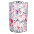 Theelichthouder Ø 12x18 cm Grijs Roze Glas Bloemen