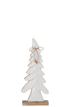 J-Line Dennenboom met strik - mangohout - naturel/wit - small